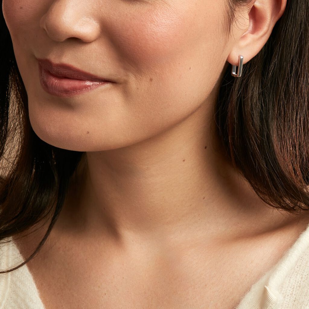Créoles Keiko Argent Blanc - Boucles d'oreilles créoles Femme | Histoire d’Or