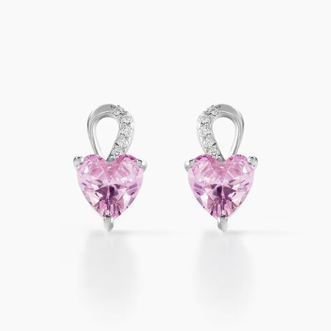 Boucles D'oreilles Puces Argent Blanc Atieno Oxyde De Zirconium - Boucles d'oreilles fantaisie Femme | Histoire d’Or
