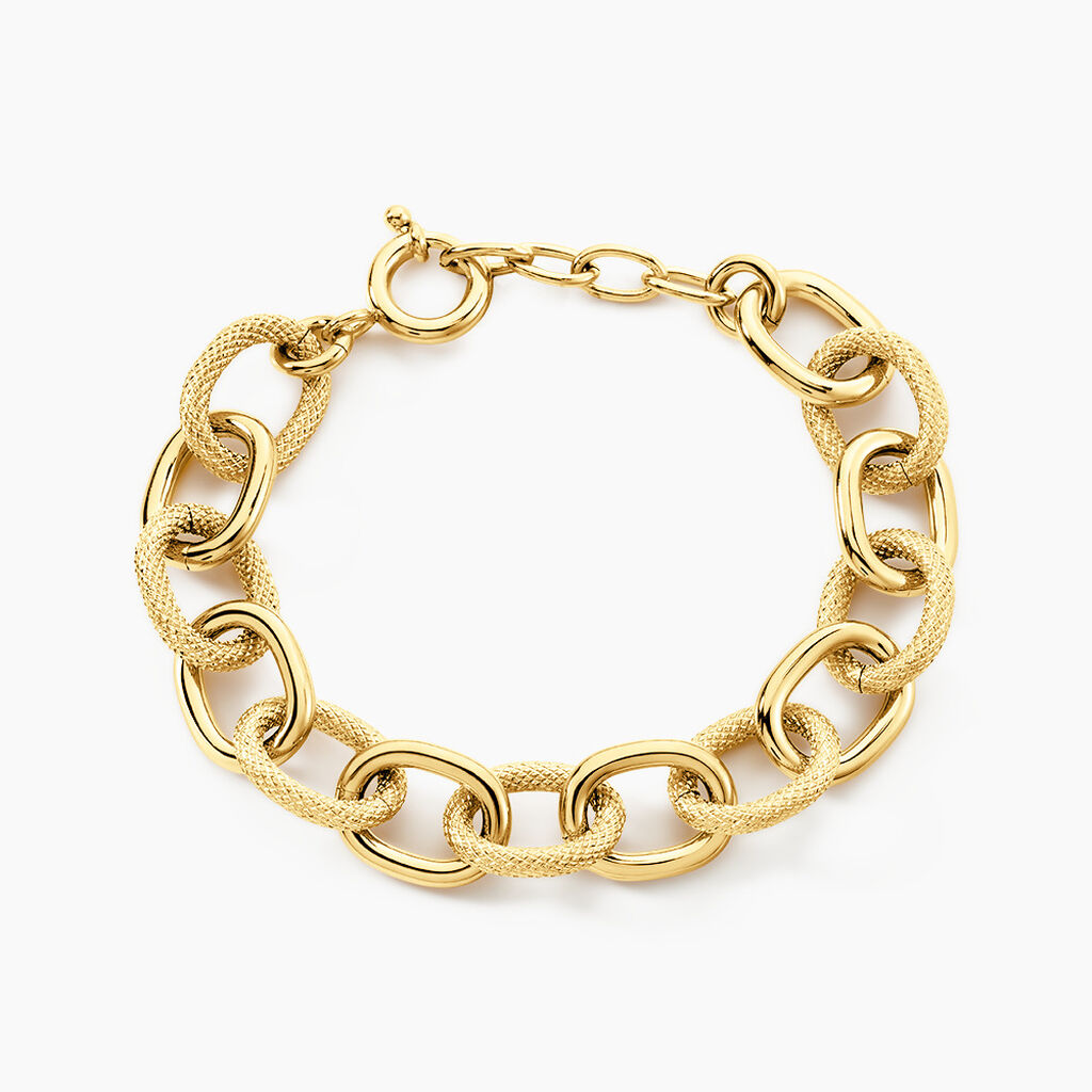 Bracelet Aelia Maille Alternee Acier Jaune - Bijoux sans pierre Femme | Histoire d&rsquo;Or