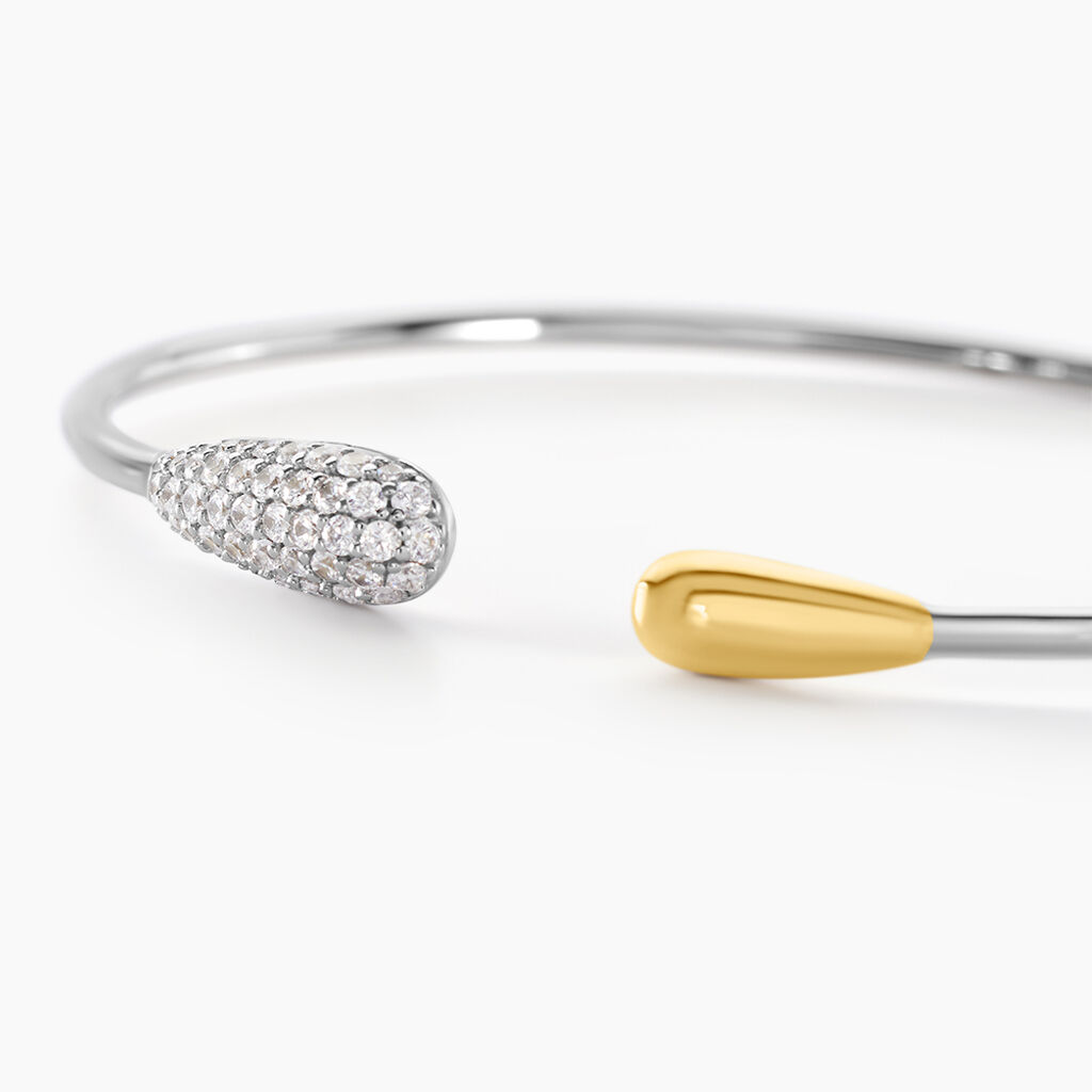 Bracelet Jonc Tiwa Argent Bicolore Oxyde De Zirconium - Bracelets joncs Femme | Histoire d’Or
