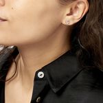 Boucles D'oreilles Puces Daria Double Coeurs Or Blanc Oxyde - Clous d'oreilles Femme | Histoire d&rsquo;Or
