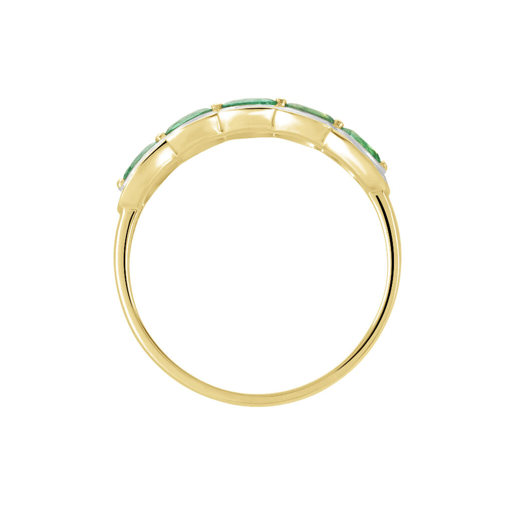 Bague Margaux Or Jaune Emeraude Et Diamant - Bagues avec pierre Femme | Histoire d&rsquo;Or