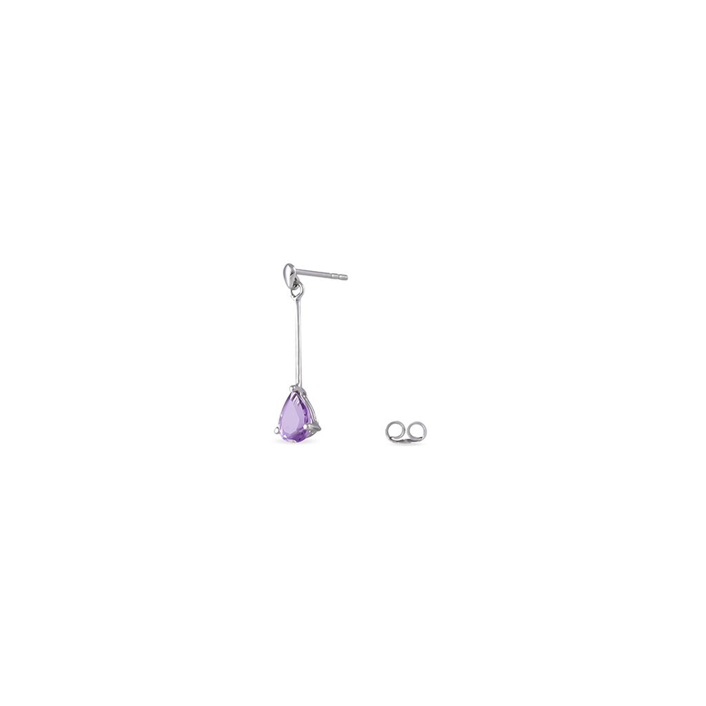 Boucles D'oreilles Pendantes Goutte Or Blanc Amethyste - Boucles d'oreilles pendantes Femme | Histoire d’Or