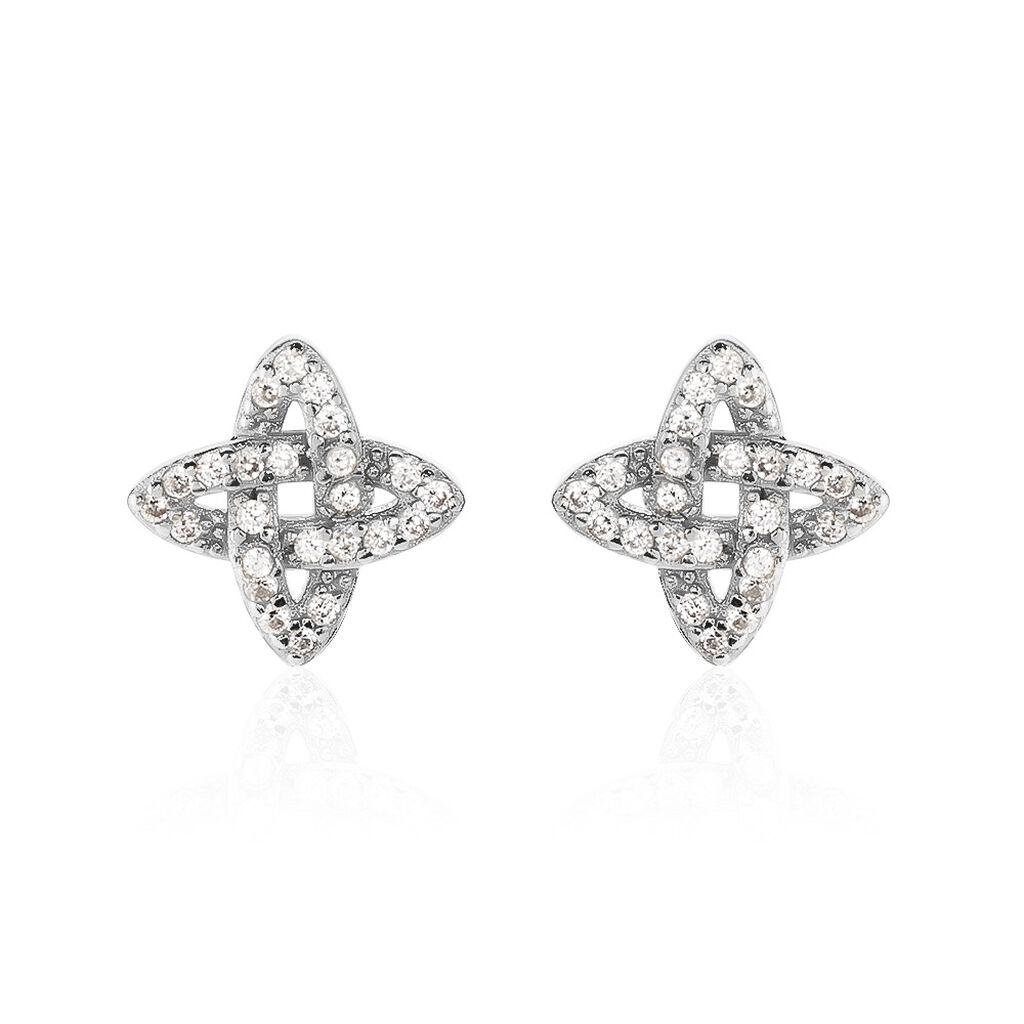 Boucles D'oreilles Puces Pleiades Argent Blanc Oxyde De Zirconium - Boucles d'oreilles fantaisie Femme | Histoire d’Or