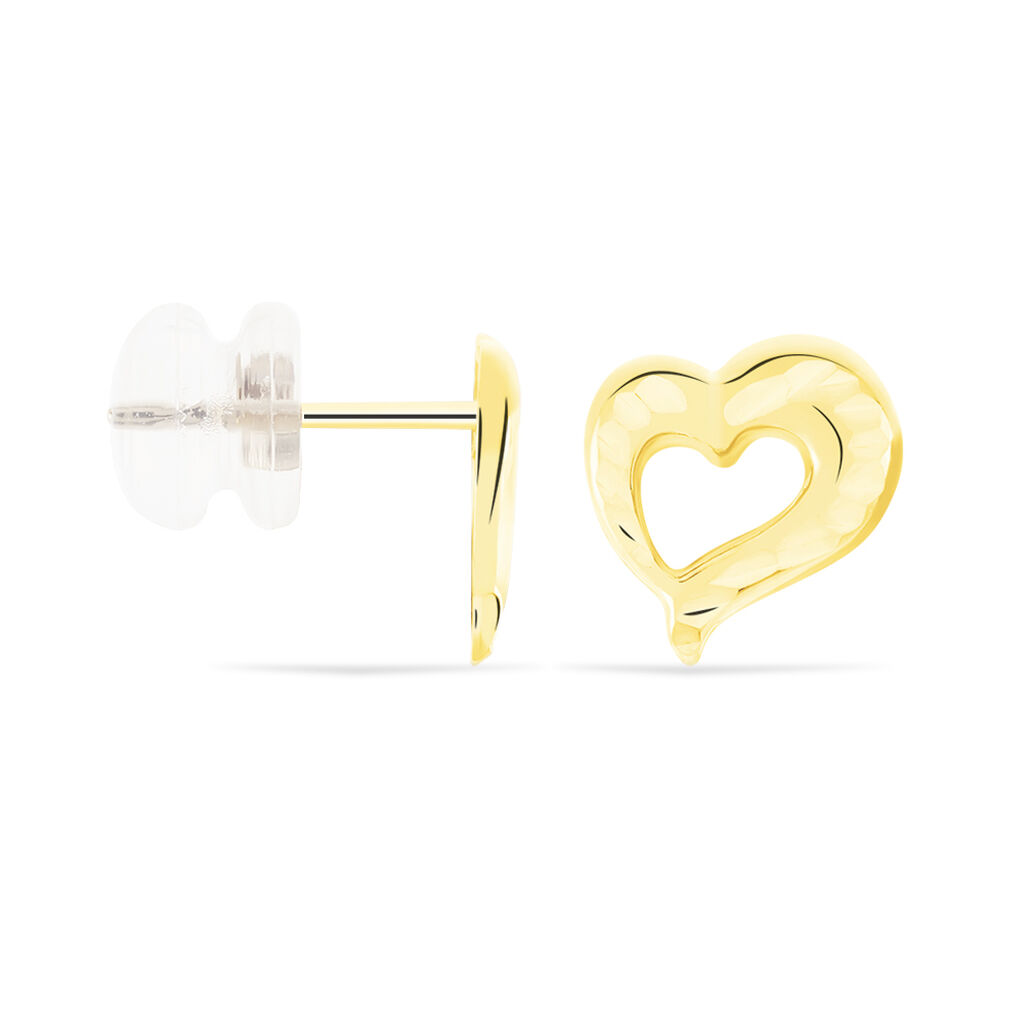 Boucles D'oreilles Puces Anne-maudae Coeurs Or Jaune - Clous d'oreilles Femme | Histoire d’Or