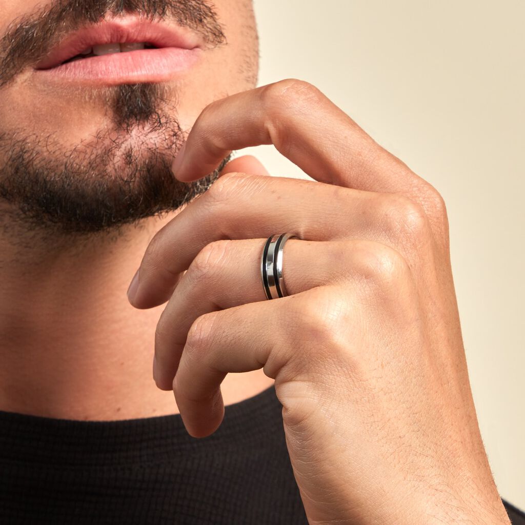 Bague Baldric Acier Blanc - Bagues fantaisie Homme | Histoire d’Or