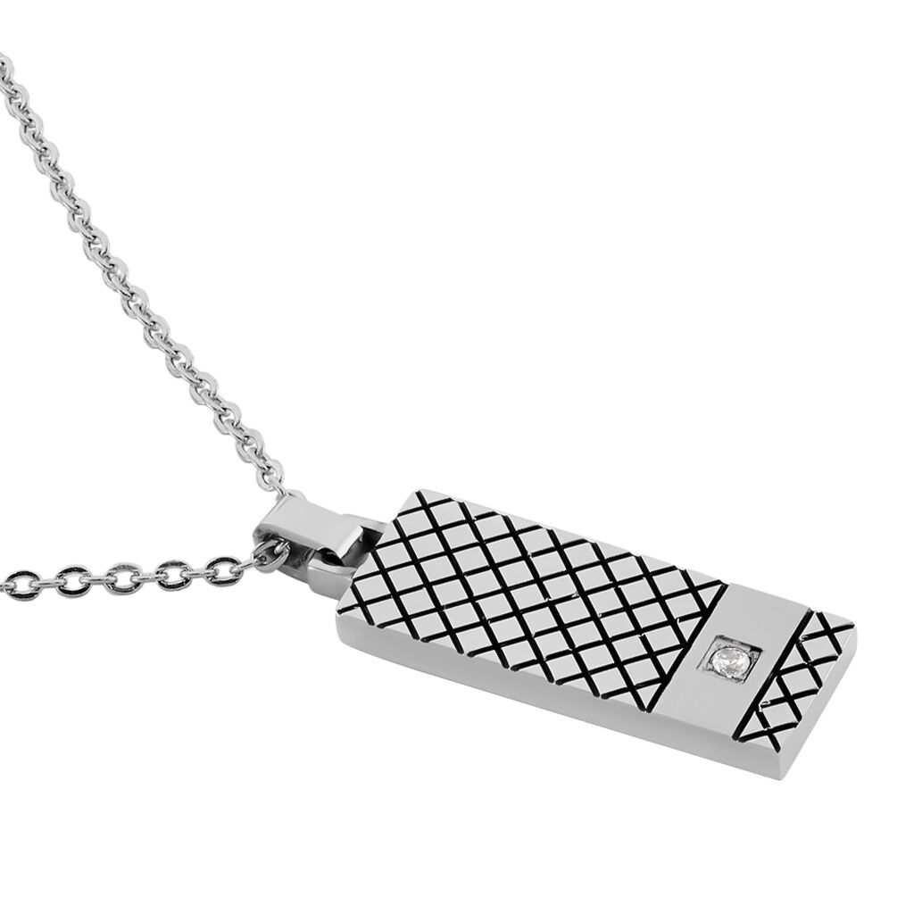Collier Clement Acier Blanc Oxyde De Zirconium - Colliers fantaisie Homme | Histoire d’Or