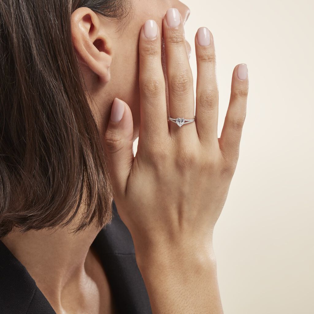 Bague Or Blanc Zandra Oxyde De Zirconium - Bagues solitaires Femme | Histoire d’Or