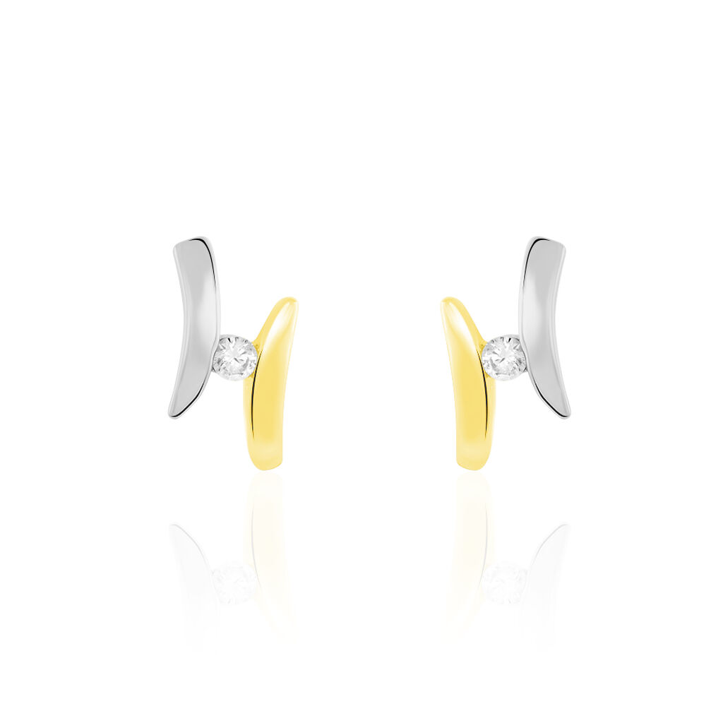 Boucles D'oreilles Pendantes Ascagne Or Bicolore Oxyde De Zirconium - Boucles d'oreilles pendantes Femme | Histoire d’Or