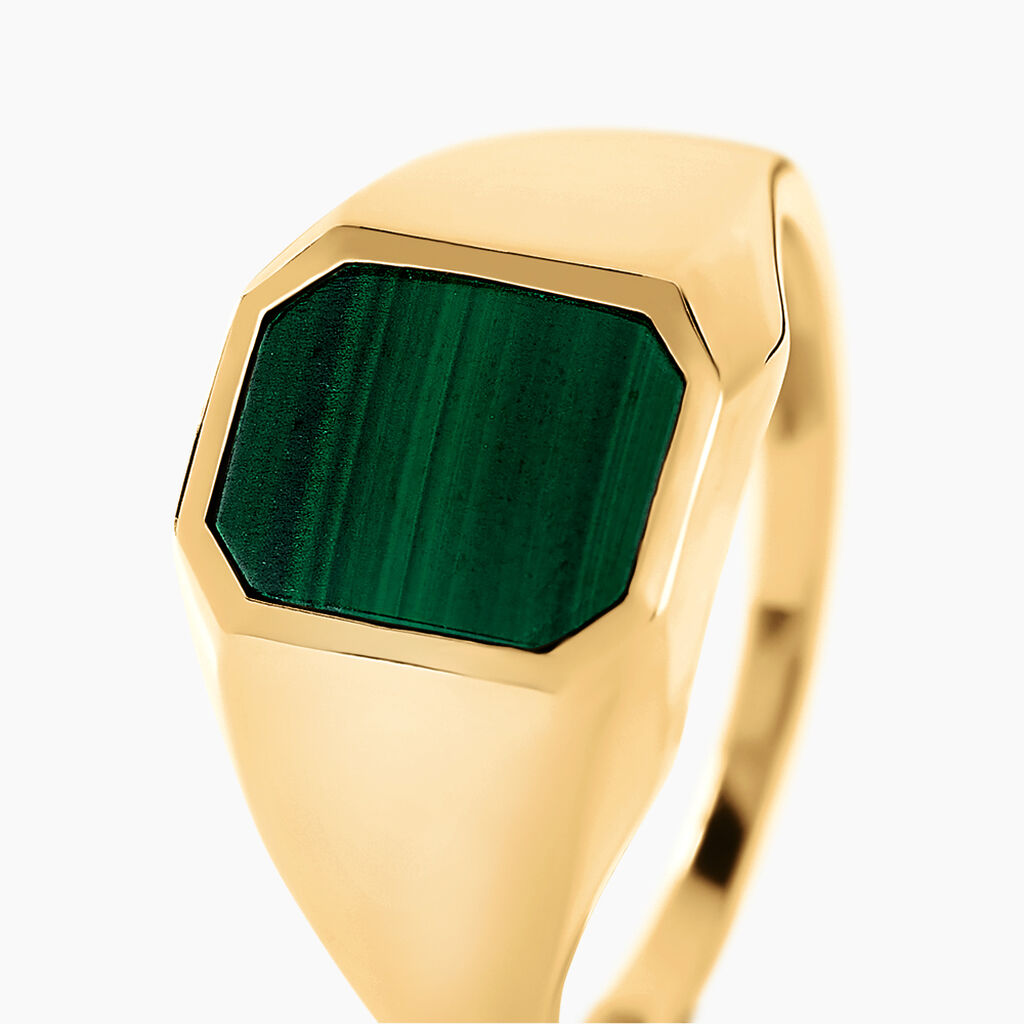 Chevalière Tertiussa Or Jaune Malachite - Chevalières Famille | Histoire d’Or