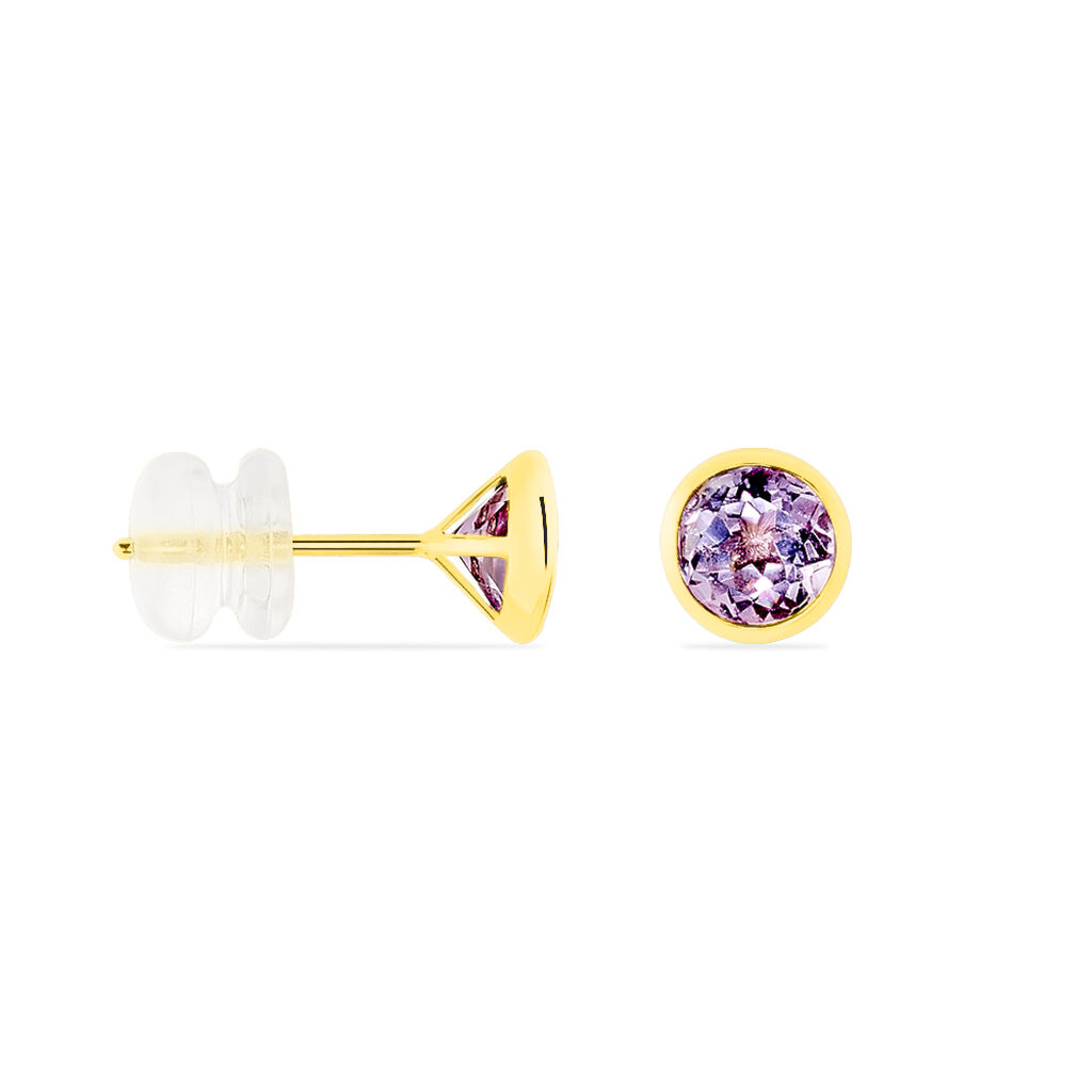 Boucles D'oreilles Puces Parmeclos Or Jaune Amethyste - Clous d'oreilles Femme | Histoire d’Or