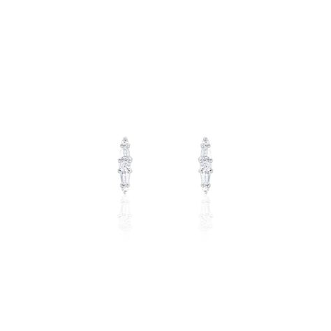 Boucles D'oreilles Puces Adriaan Argent Blanc Oxyde De Zirconium - Boucles d'oreilles fantaisie Femme | Histoire d’Or