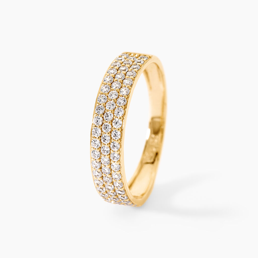 Bague Lison Argent Dor&eacute; A L'Or 750/1000 Oxyde De Zirconium - Bagues avec pierre Femme | Histoire d&rsquo;Or