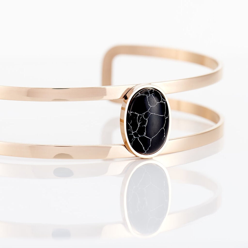 Bracelet Jonc Eline Acier Rose Pierre De Synthese - Bracelets joncs Femme | Histoire d&rsquo;Or