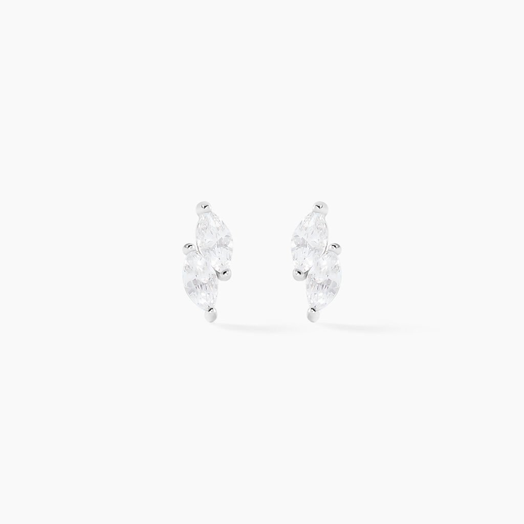 Boucles D'oreilles Puces Winter Sweetness Argent Blanc Oxyde - Boucles d'oreilles fantaisie Femme | Histoire d’Or