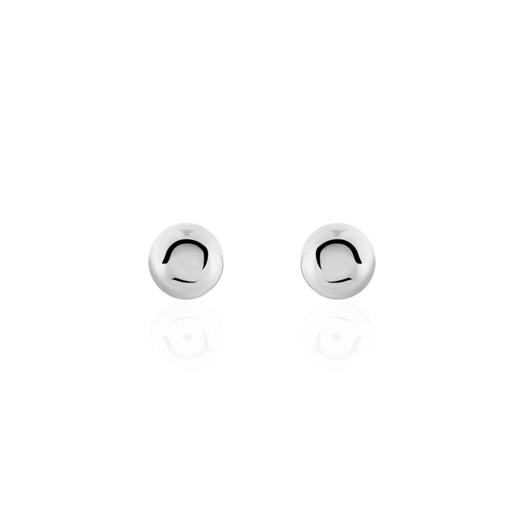 Boucles D'oreilles Puces Fidelia Boule Or Blanc - Clous d'oreilles Femme | Histoire d’Or