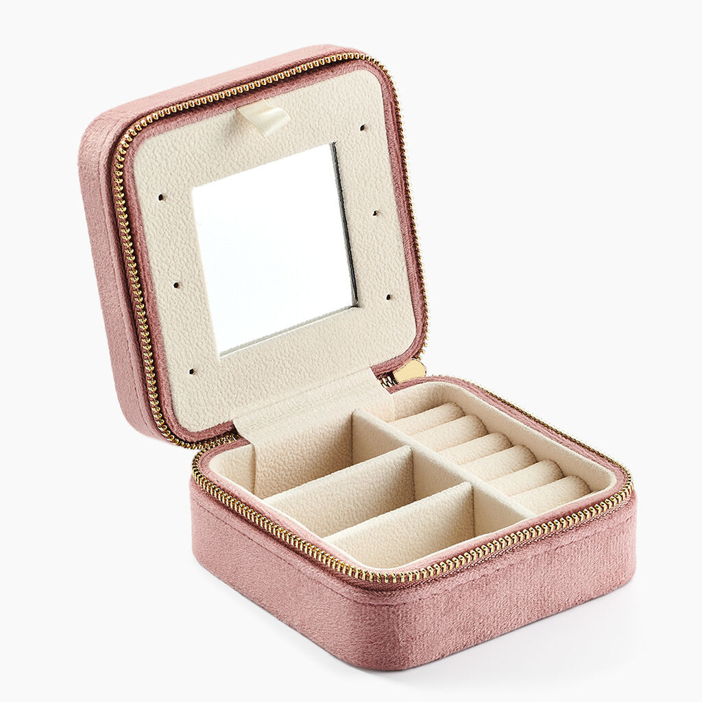 Boite à Bijou Tissu Rose - Noël Famille | Histoire d’Or