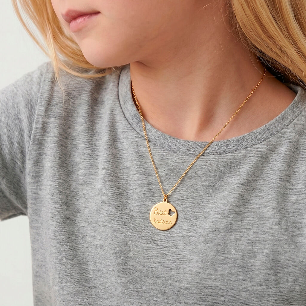 Collier Benedicte Message Or Jaune - Bijoux sans pierre Enfant | Histoire d&rsquo;Or