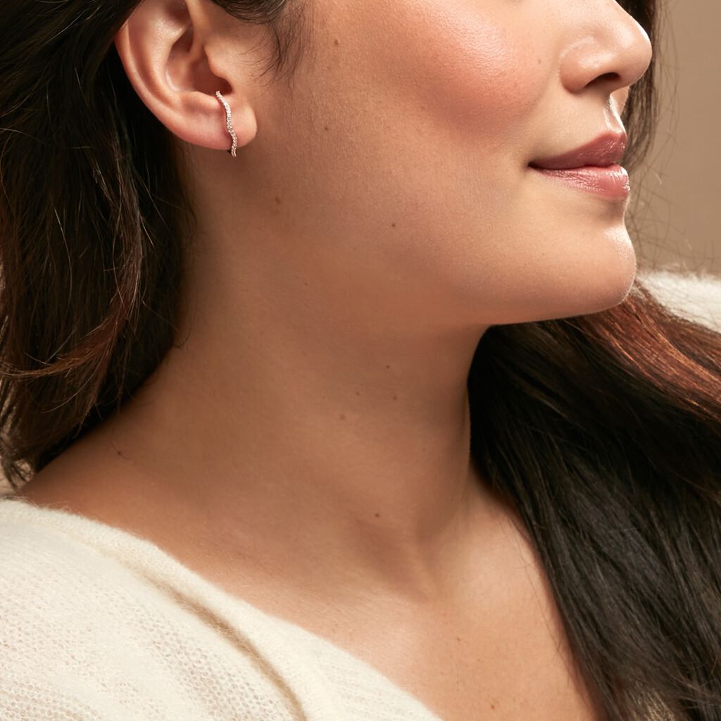 Boucles D'oreilles Lowri Argent Rose Oxyde De Zirconium - Boucles d'oreilles créoles Femme | Histoire d’Or