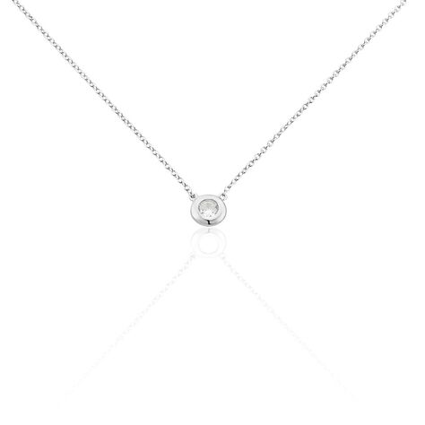 Collier Court Argent Blanc Laureano Oxyde De Zirconium - Ras de cou Femme | Histoire d’Or