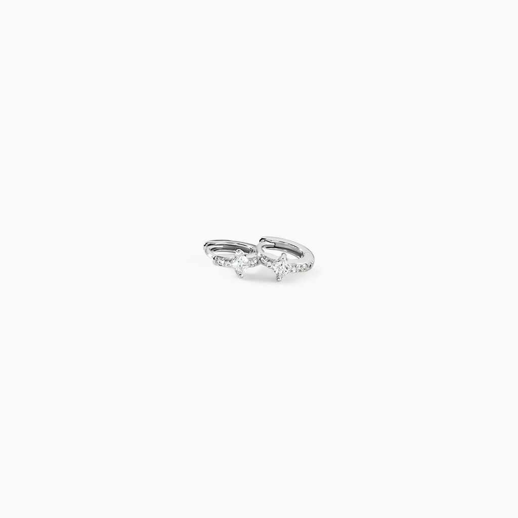 Cr&eacute;oles Magma Argent Blanc Oxyde De Zirconium - Boucles d'oreilles cr&eacute;oles Femme | Histoire d&rsquo;Or