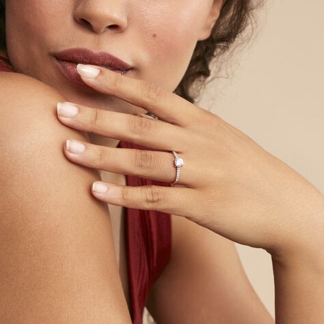 Bague Solitaire Manon Or Rose Oxyde De Zirconium - Bagues solitaires Femme | Histoire d&rsquo;Or