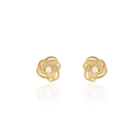 Boucles D'oreilles Puces Iwaki Plaqué Or Jaune Oxyde De Zirconium - Boucles d'oreilles fantaisie Femme | Histoire d’Or