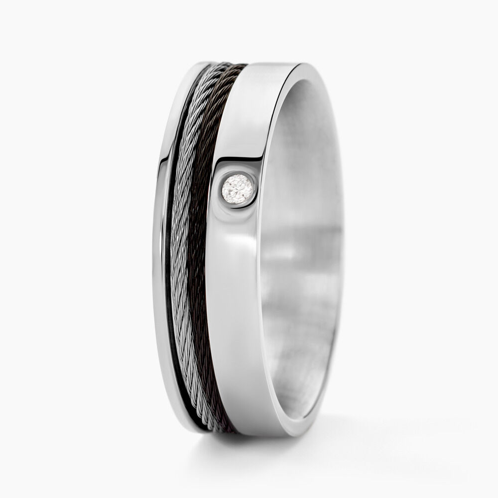 Bague homme sales argent et noir