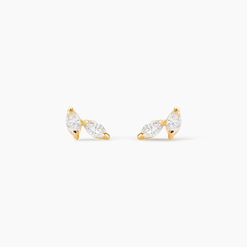 Boucles D'oreilles Puces Mix And Match Or Jaune Oxyde De Zirconium - Clous d'oreilles Femme | Histoire d&rsquo;Or