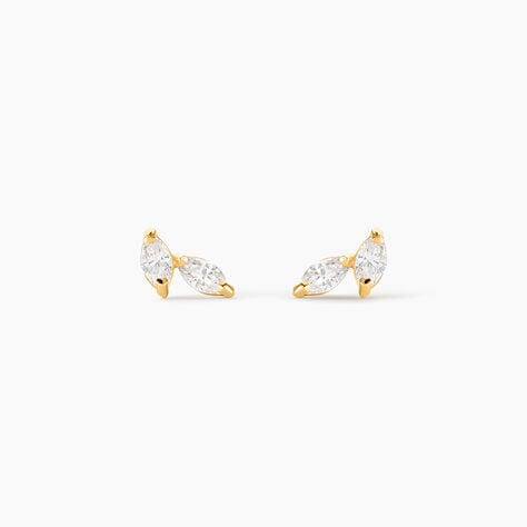 Boucles D'oreilles Puces Mix And Match Or Jaune Oxyde De Zirconium - Clous d'oreilles Femme | Histoire d&rsquo;Or