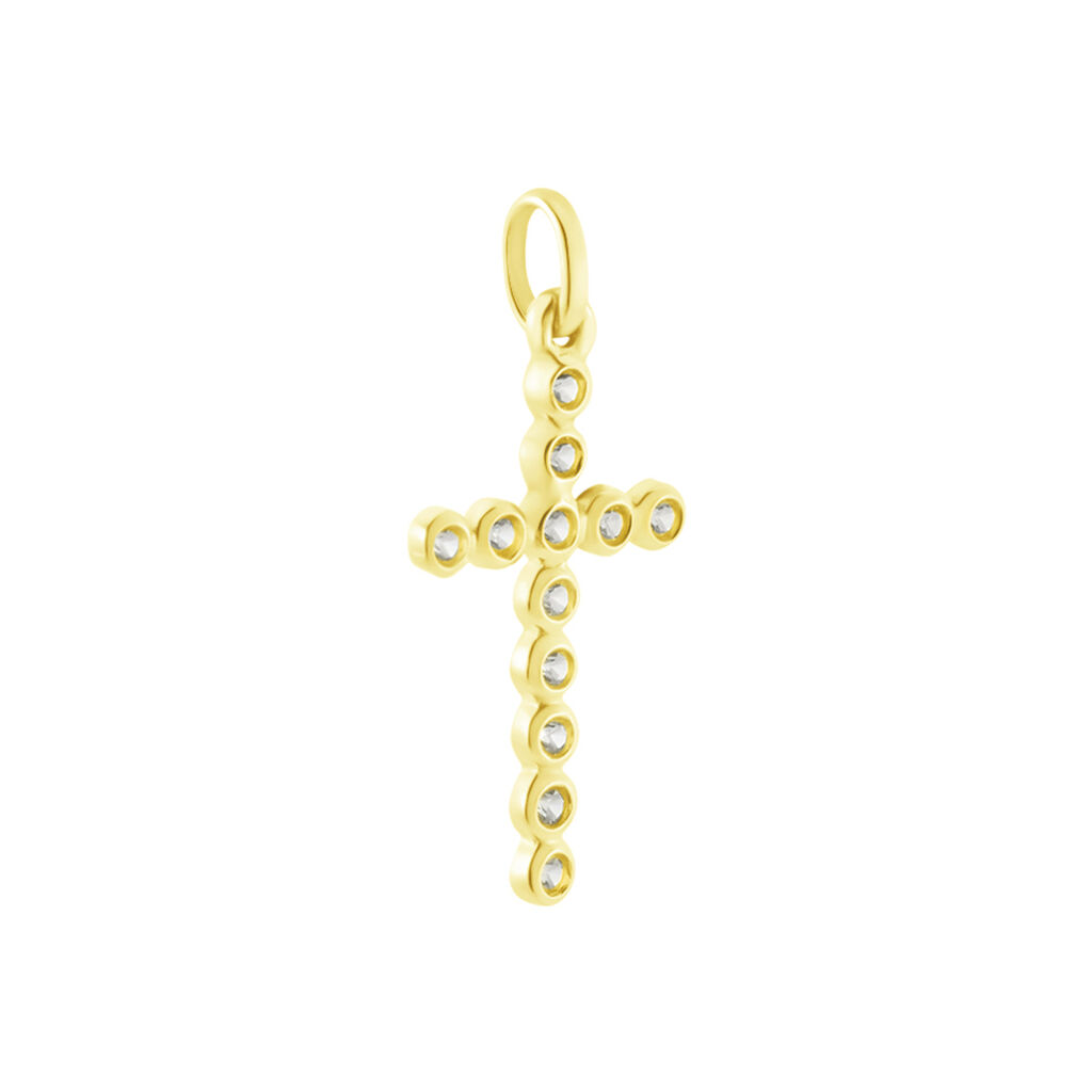 Pendentif Canice Croix Or Jaune Oxyde De Zirconium - Pendentifs Communion Femme | Histoire d’Or