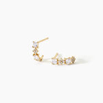 Boucles D'Oreilles Puces Marquis Argent Dor&eacute; A L'Or 750/1000 Oxyde De Zirconium - Clous d'oreilles Femme | Histoire d&rsquo;Or