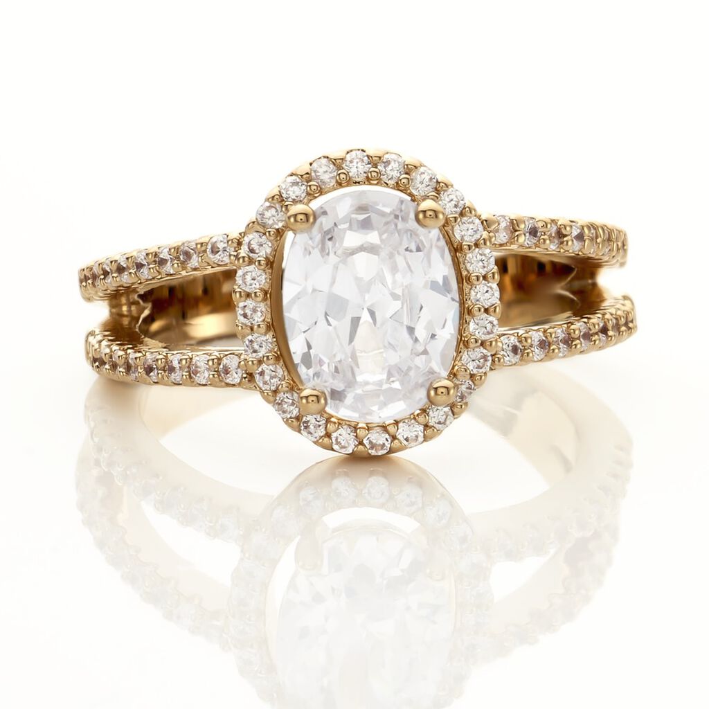 Bague Myriama Plaqu&eacute; Or Jaune Oxyde De Zirconium - Bagues solitaires Femme | Histoire d&rsquo;Or