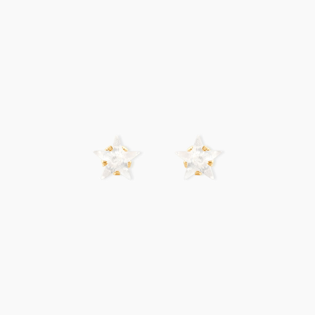 Boucles D'oreilles Puces Elais Etoile Or Jaune Oxyde De Zirconium - Clous d'oreilles Femme | Histoire d&rsquo;Or
