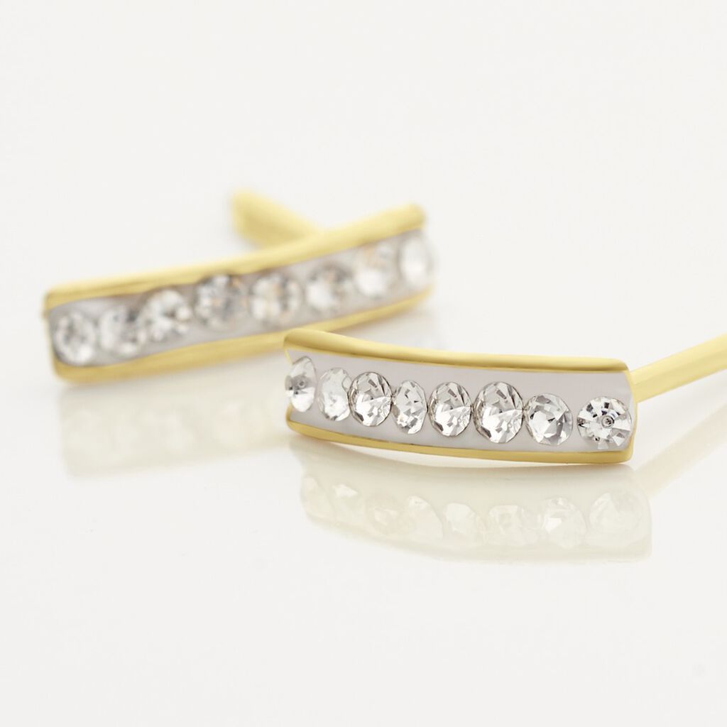 Boucles D'oreilles Puces Youssa Barrettes Or Jaune Strass - Clous d'oreilles Femme | Histoire d’Or