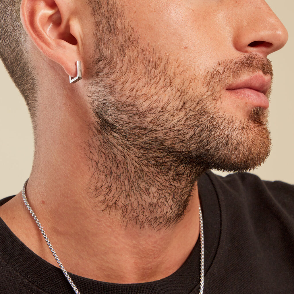 Créole Unitaire Amalfi Acier Blanc - Boucles d'oreilles créoles Homme | Histoire d’Or