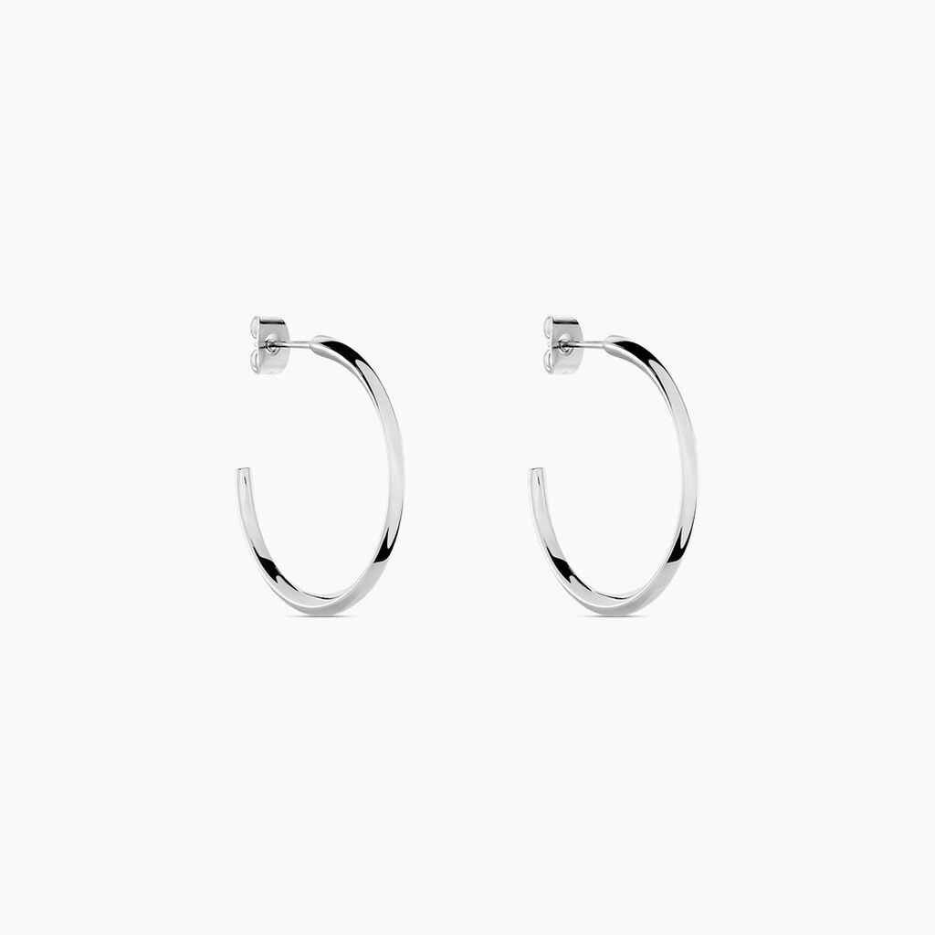 Créoles Tahaa Acier Blanc - Boucles d'oreilles créoles Femme | Histoire d’Or