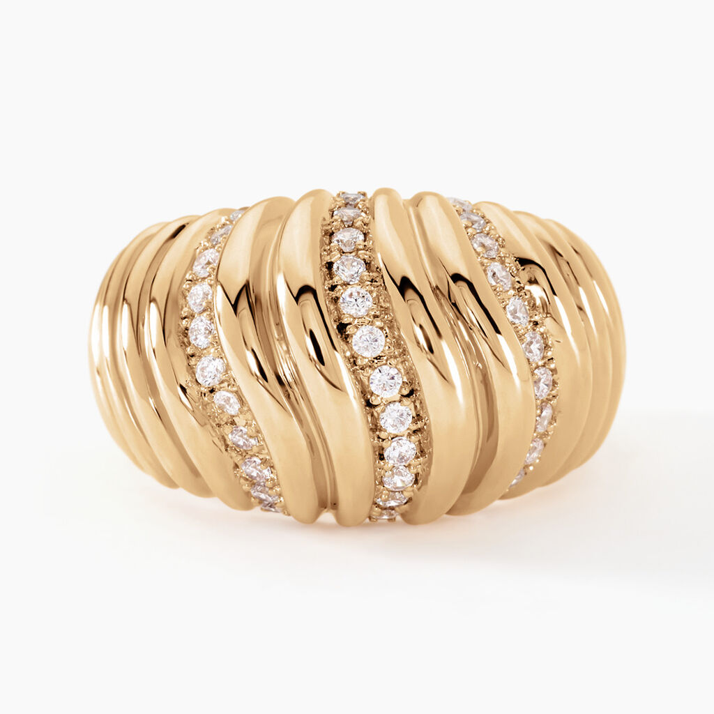 Bague Cihame Plaqué Or Doré Oxyde De Zirconium