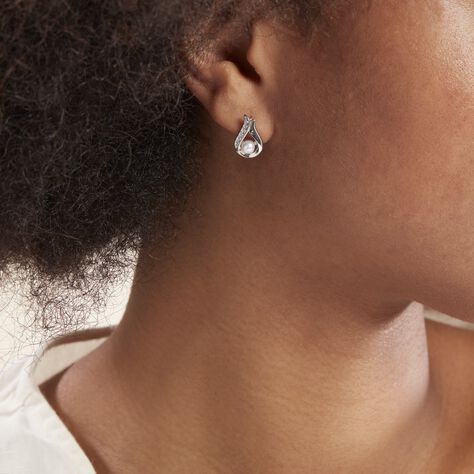 Boucles D'oreilles Puces Marie-magdeleine Argent  Perle D'imitation - Boucles d'oreilles fantaisie Femme | Histoire d’Or