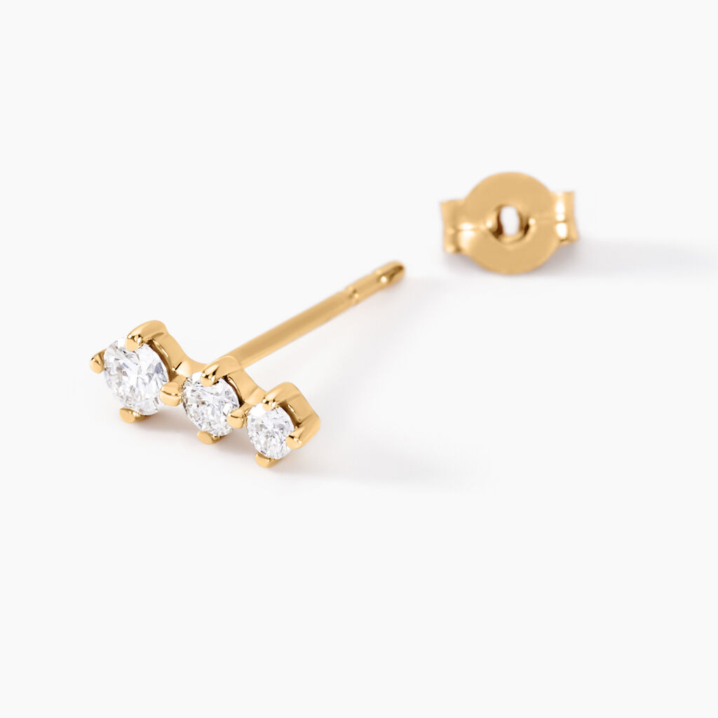 Boucles D'oreilles Puces Tryphena Or Jaune Diamant Synthétique - Clous d'oreilles Femme | Histoire d’Or