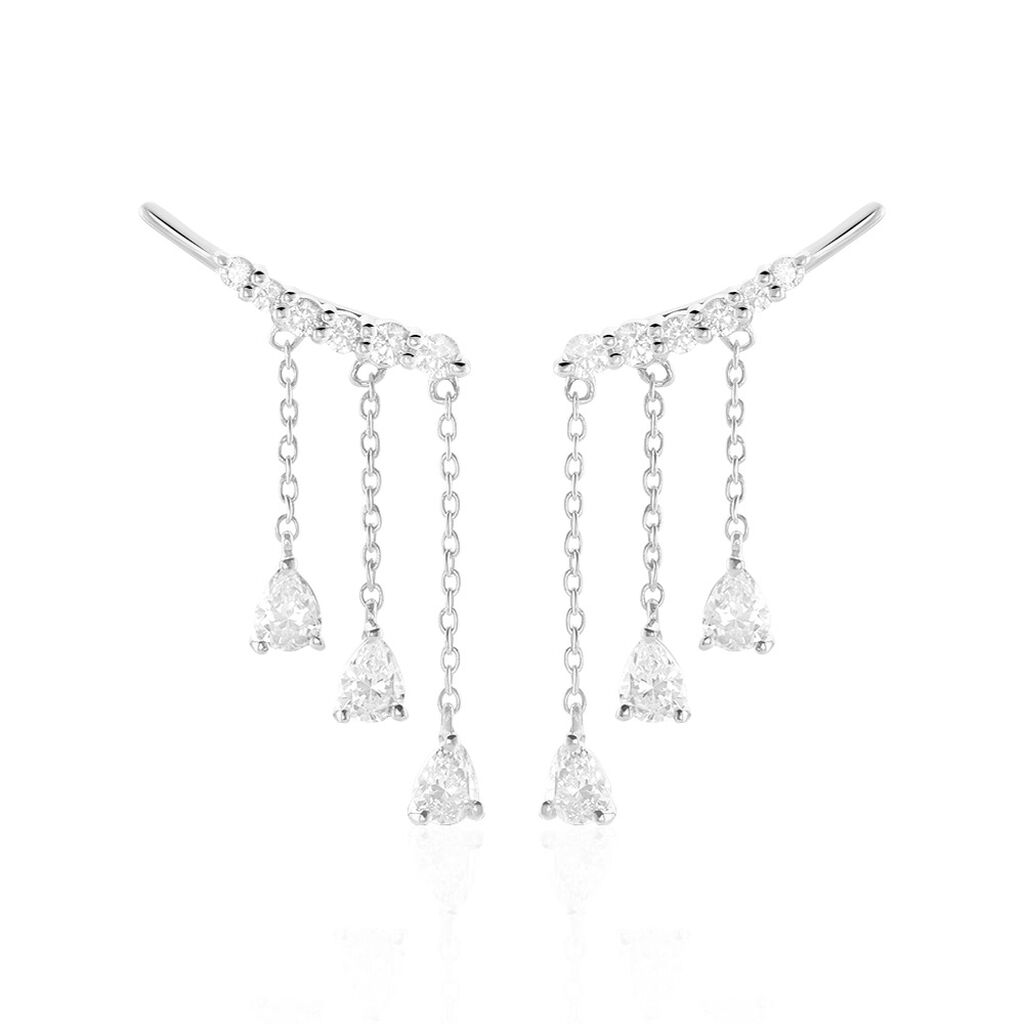 Boucles D'oreilles Pendantes Rilla Argent Blanc Oxyde De Zirconium - Boucles d'oreilles fantaisie Femme | Histoire d’Or