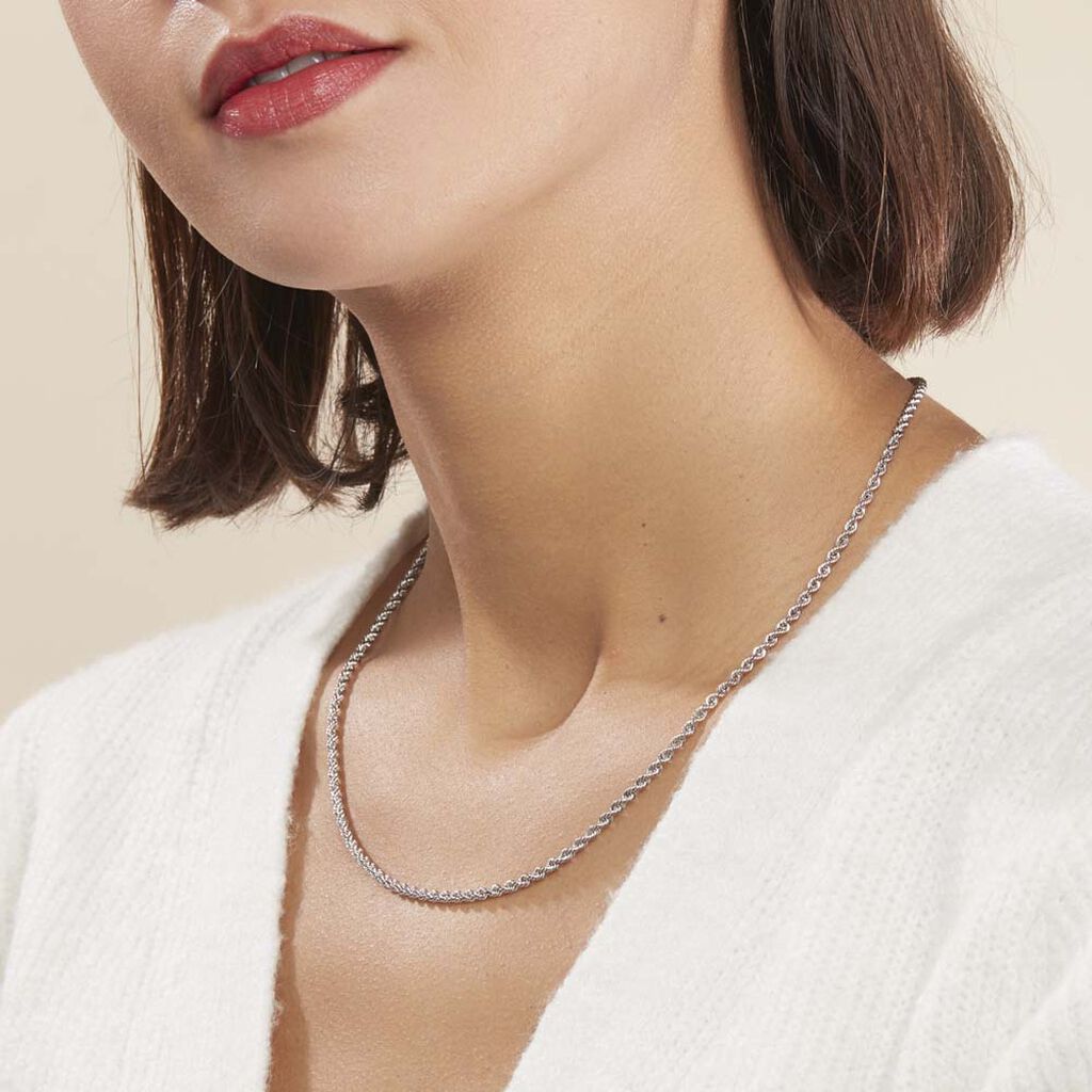 Collier Jerry Maille Corde Or Blanc - Chaines Femme | Histoire d’Or
