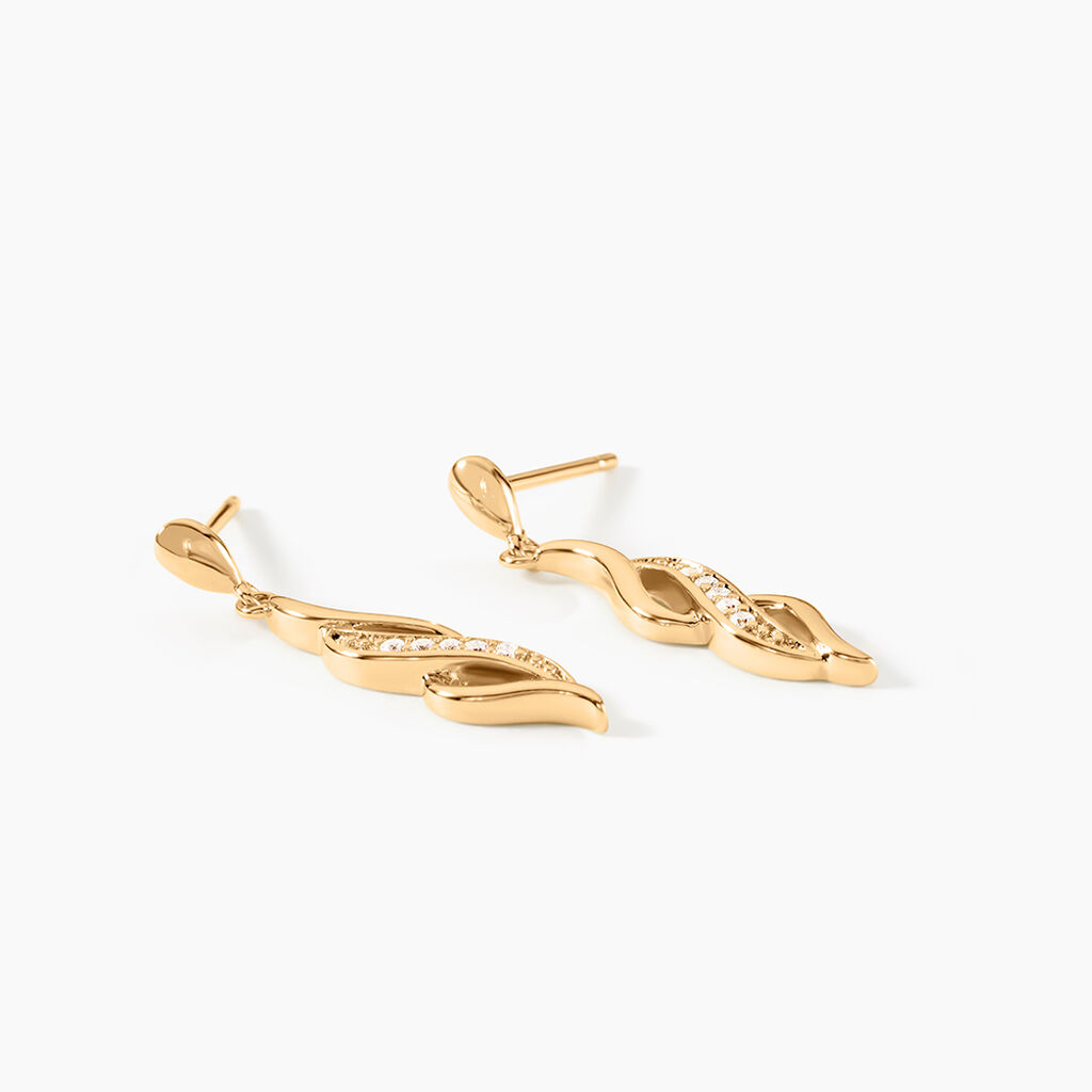 Boucles D'oreilles Pendantes Ishaae Plaqu&eacute; Or Jaune Oxyde De Zirconium - Boucles d'oreilles empierr&eacute;es Femme | Histoire d&rsquo;Or