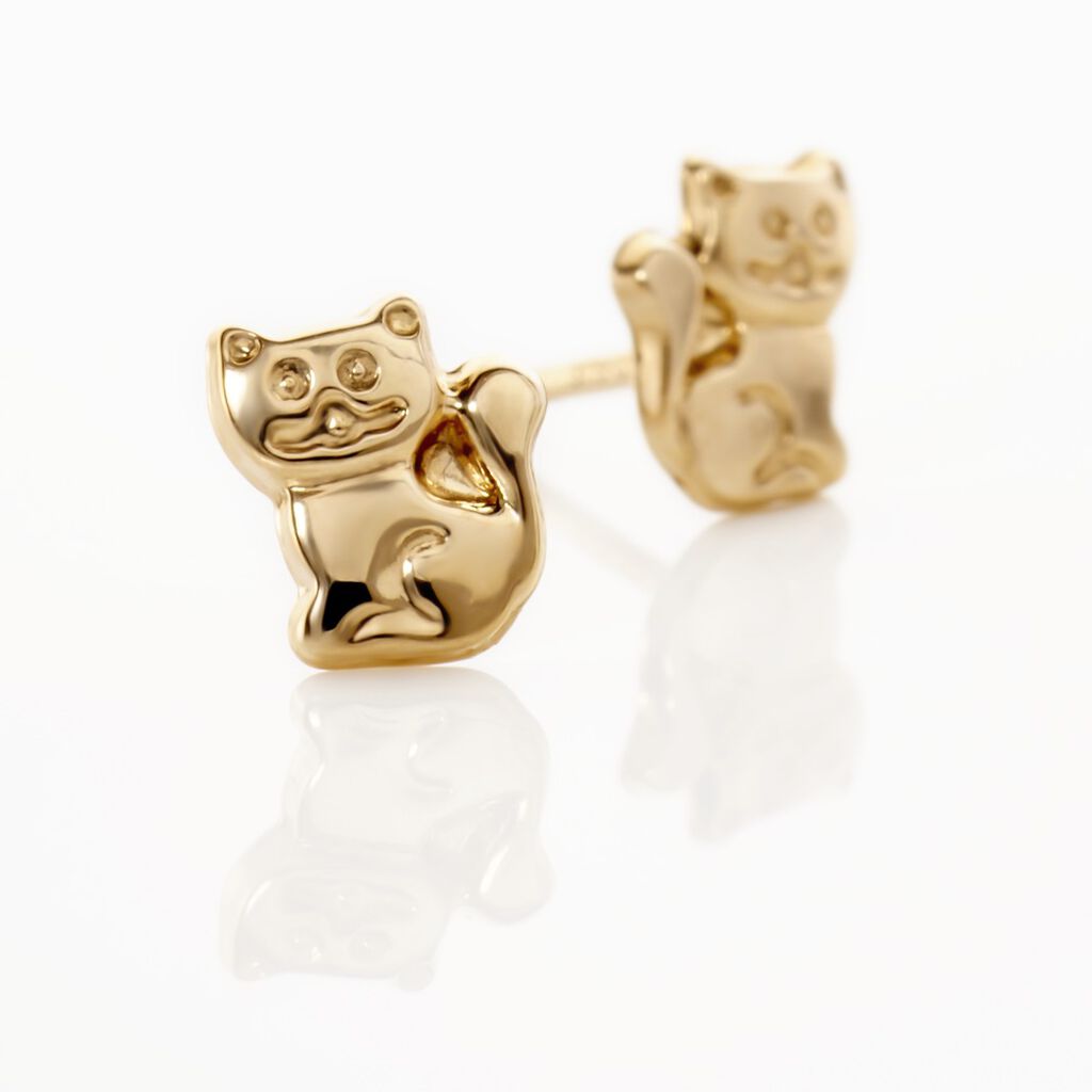 Boucles D'oreilles Puces Florenta Chat Or Jaune - Clous d'oreilles Enfant | Histoire d’Or
