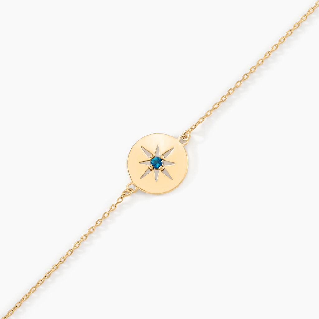 Bracelet Or Jaune Evening Star Topaze Bleu London - Bracelets Femme | Histoire d&rsquo;Or