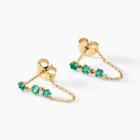 Boucles D'oreilles Pendantes Esmerald Rendez-vous Or Jaune Emeraude - Boucles d'oreilles pendantes Femme | Histoire d’Or