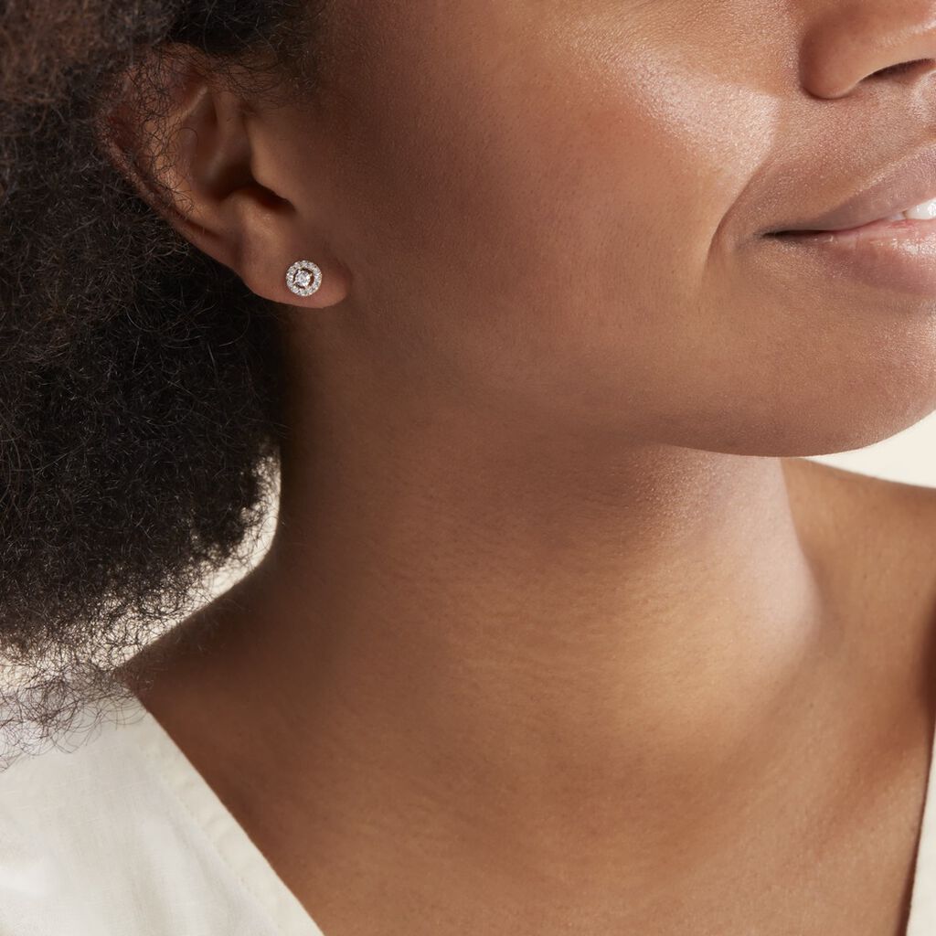 Boucles D'oreilles Puces Tahera Or Jaune Oxyde De Zirconium - Clous d'oreilles Femme | Histoire d’Or