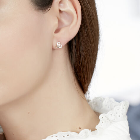 Boucles D'oreilles Puces Darina Noeud Or Jaune Oxyde De Zirconium - Clous d'oreilles Femme | Histoire d’Or