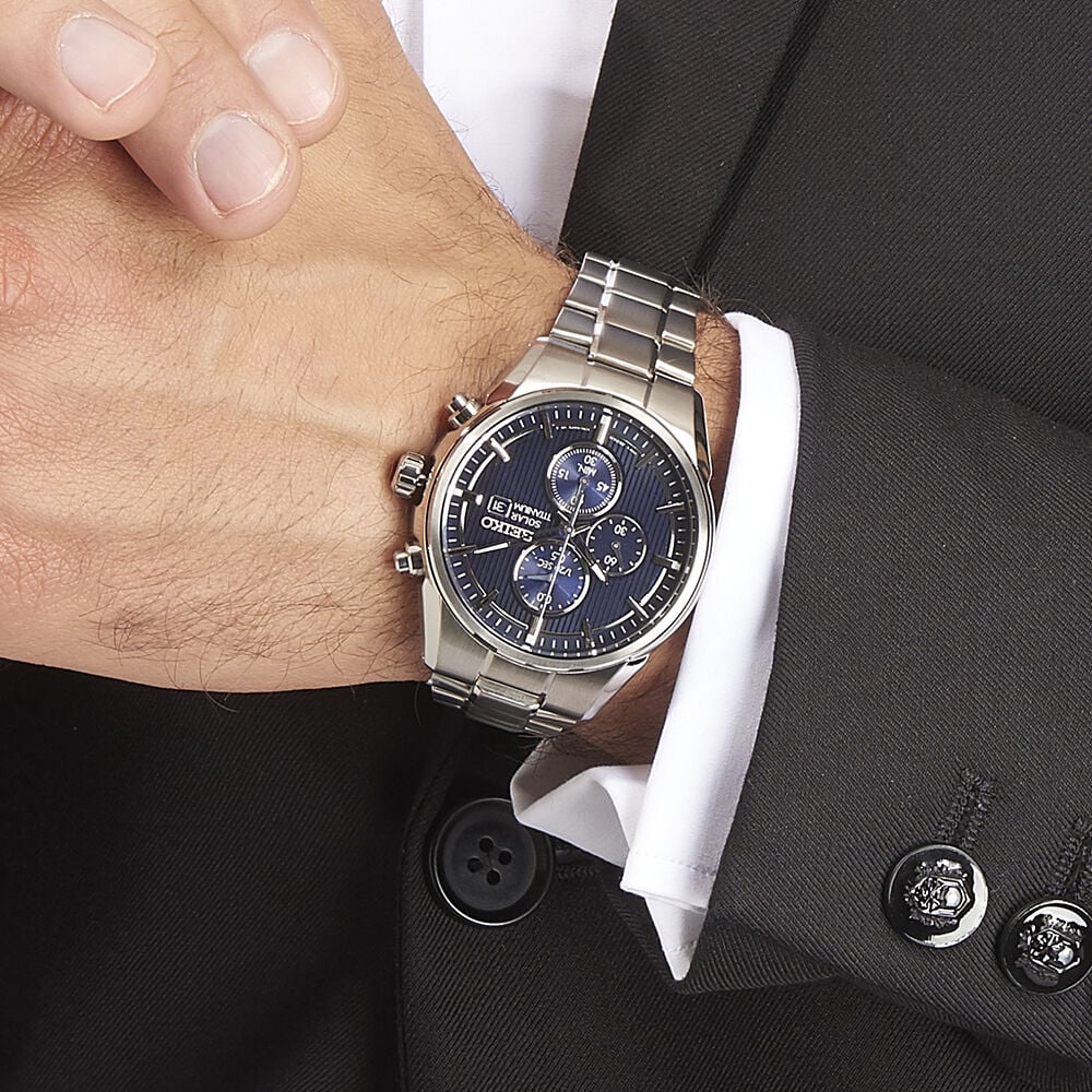 Seiko Solar Titanium Chronograph SSC365P1 SSC365P Mens Watch