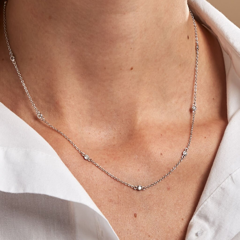 Collier Vashti Argent Blanc Oxyde De Zirconium - Colliers fantaisie Femme | Histoire d’Or